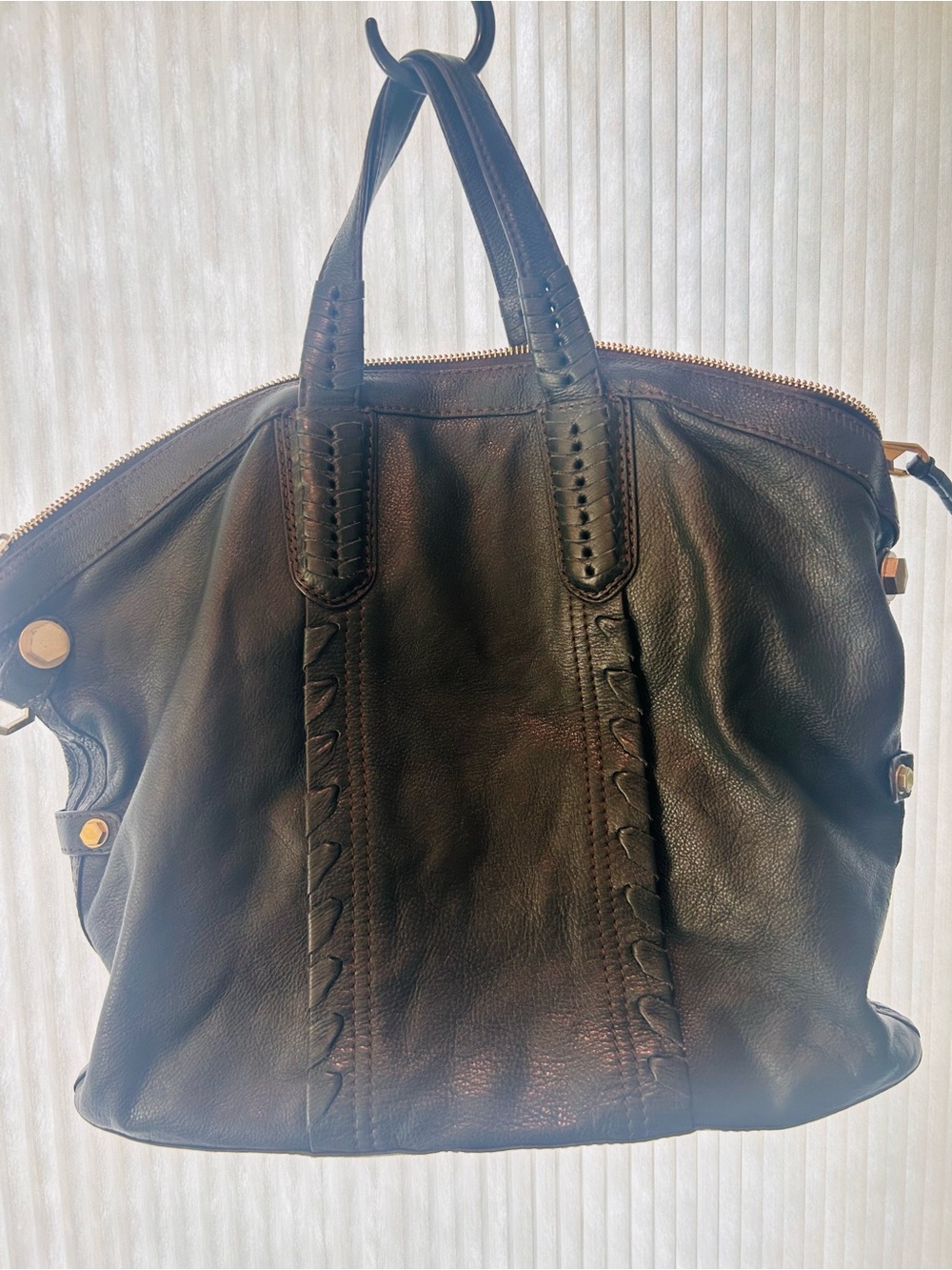 orYANY Black Pebbled Leather Braided-Detail Tote - Picture 4 of 11